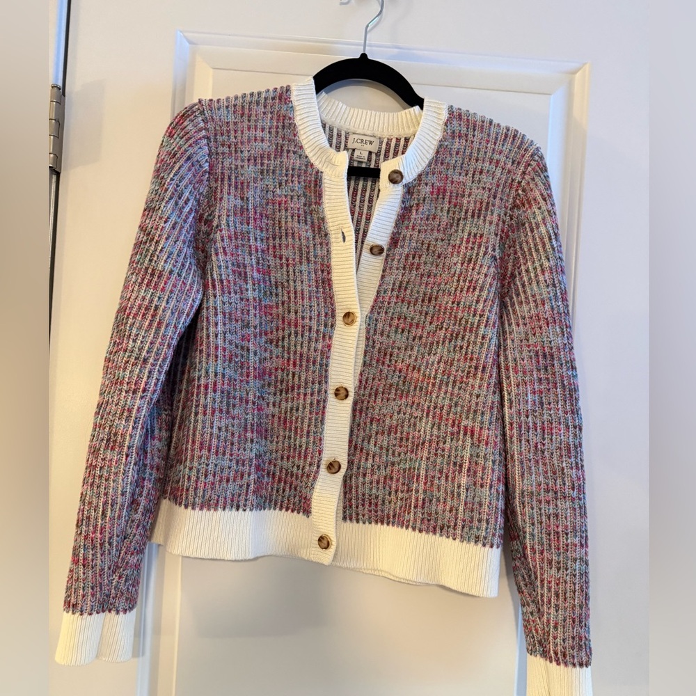 J. Crew multi colored classic Button-Up Cardigan - image 1